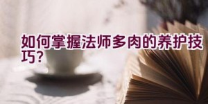 如何掌握法师多肉的养护技巧？