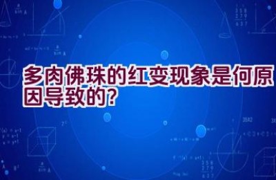 多肉佛珠的红变现象是何原因导致的？