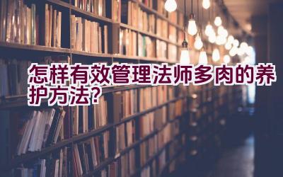 怎样有效管理法师多肉的养护方法？插图