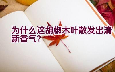 为什么这胡椒木叶散发出清新香气？插图