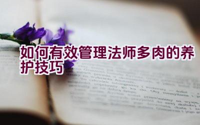 如何有效管理法师多肉的养护技巧插图